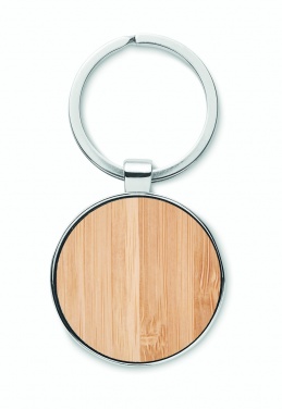 Logotrade promotional item picture of: Round key ring metal bamboo Dobele