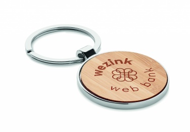 Logo trade advertising products image of: Round key ring metal bamboo Dobele
