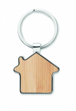 Logotrade advertising products photo of: House key ring metal bamboo NORDIC