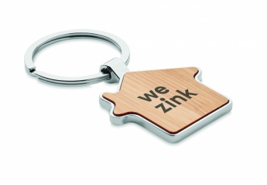 Logo trade corporate gifts picture of: House key ring metal bamboo NORDIC