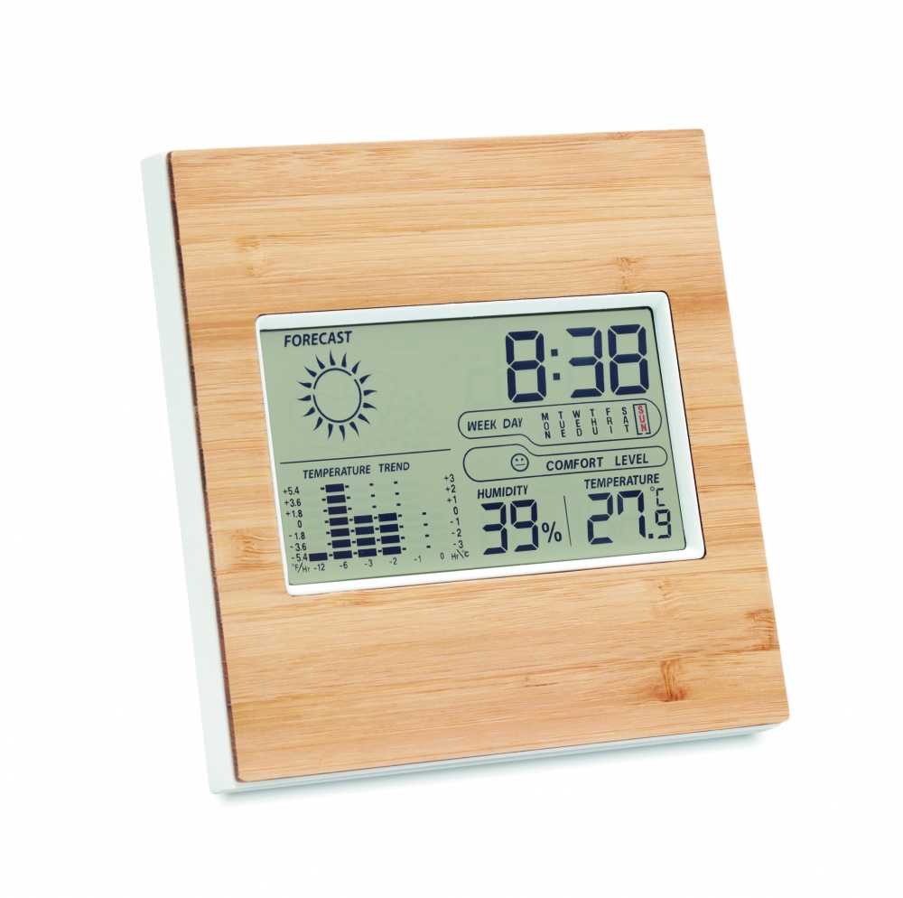 Logotrade promotional items photo of: Weather station bamboo front TURKU