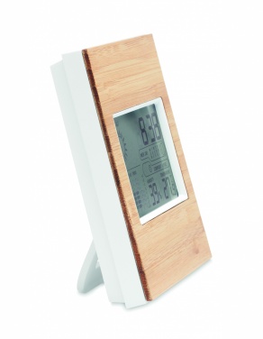 Logo trade promotional giveaways picture of: Weather station bamboo front TURKU
