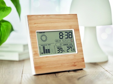 Logotrade advertising product picture of: Weather station bamboo front TURKU