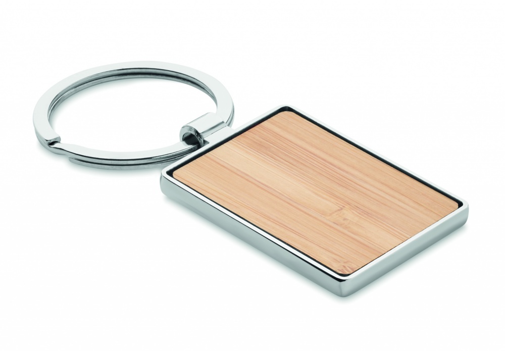 Logo trade advertising products image of: Rectangular key ring bamboo WEST