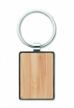 Logo trade advertising product photo of: Rectangular key ring bamboo WEST