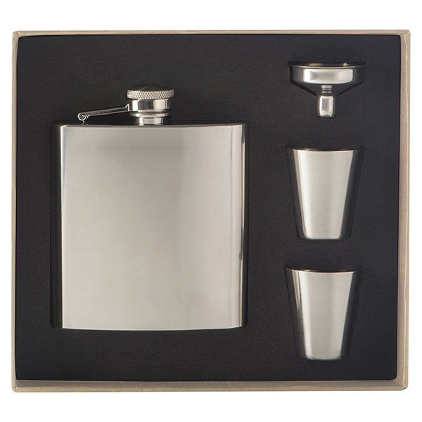 Logo trade business gift photo of: Hip flask with 2 shot glasses SANDVIKEN 170 ml
