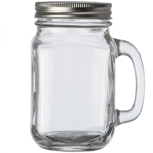 Logo trade promotional giveaway photo of: Drinking glass with handle and lid TREVISO 450 ml
