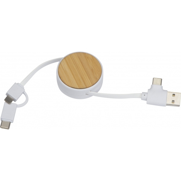 Logo trade advertising product photo of: Bamboo charging cable GRONINGEN