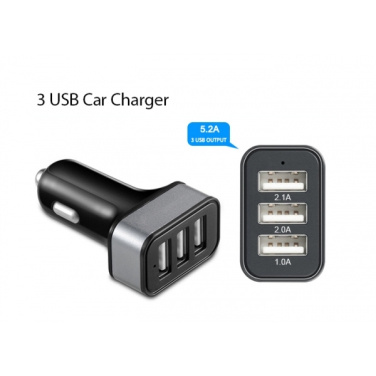 Logo trade promotional merchandise image of: Car Charger with 3 USB ports