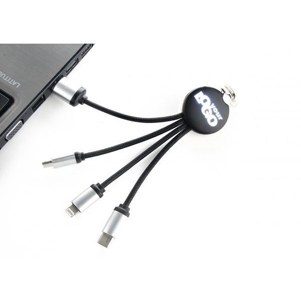Logotrade promotional product picture of: 3in1 cable with enlighted logo for engraving, RXD-368