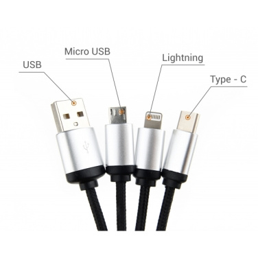 Logo trade advertising products picture of: 3in1 cable with enlighted logo for engraving, RXD-368