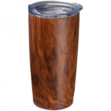 Logo trade corporate gifts picture of: Stainless steel mug with wooden look COSTA RICA 550 ml