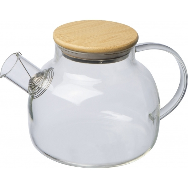 Logo trade promotional merchandise picture of: Glass jug with bamboo lid FRANKFURT 1000ml