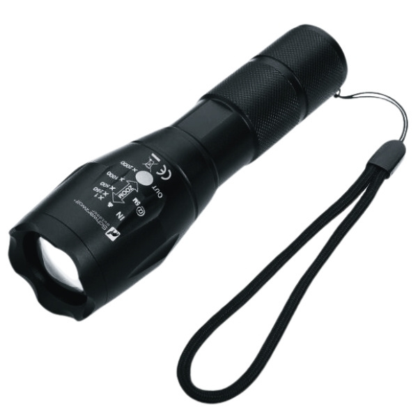 Logo trade promotional product photo of: Flashlight ANTELAO Schwarzwolf