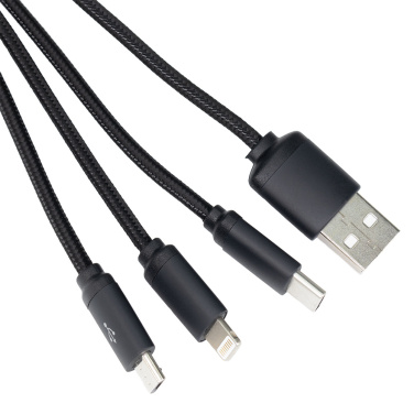 Logo trade promotional merchandise photo of: 3in1 long cable with elighted logo for engraving, W201TG
