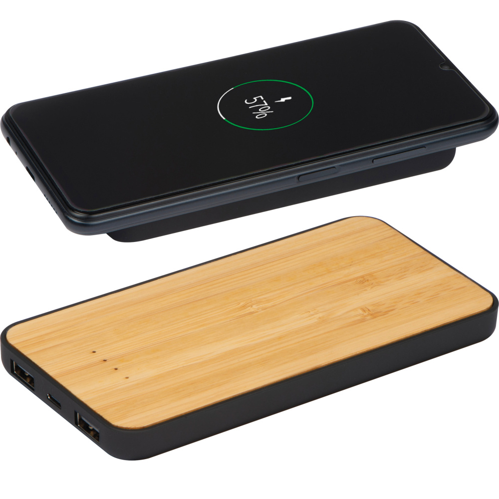Logo trade promotional merchandise photo of: Wireless charger and powerbank 8000 mAh MILAN
