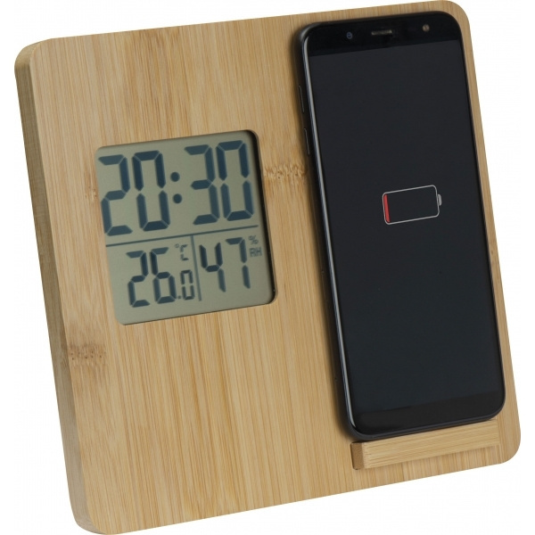 Logo trade promotional product photo of: Bamboo weather station GRANADA