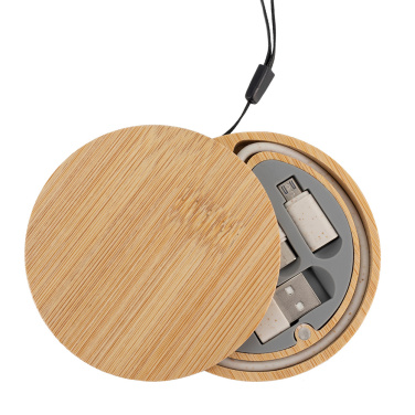Logo trade promotional items image of: 4in1 cable in wooden case, LH-ZM01