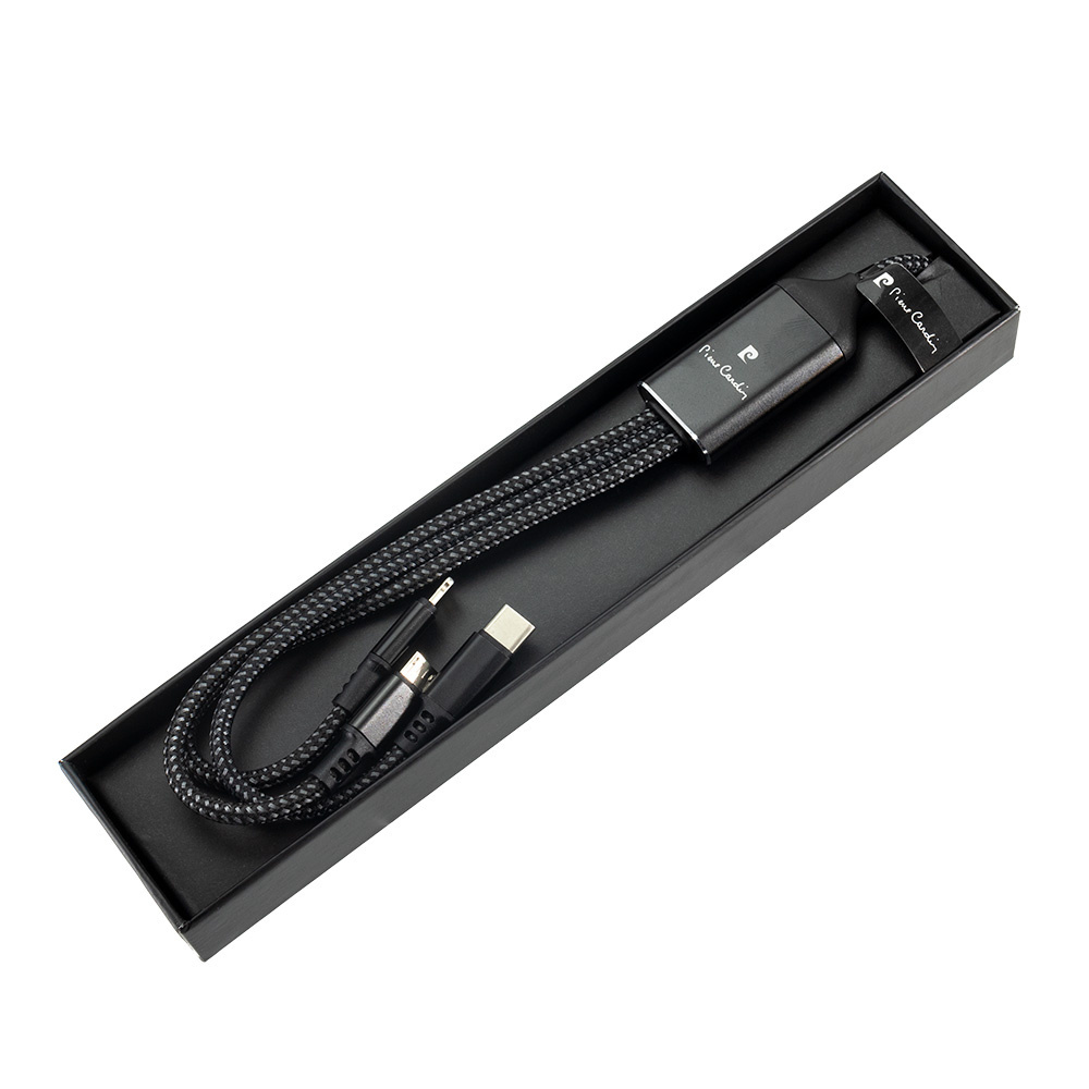 Logo trade promotional merchandise picture of: 3 in 1 cable with elighted logo Pierre Cardin