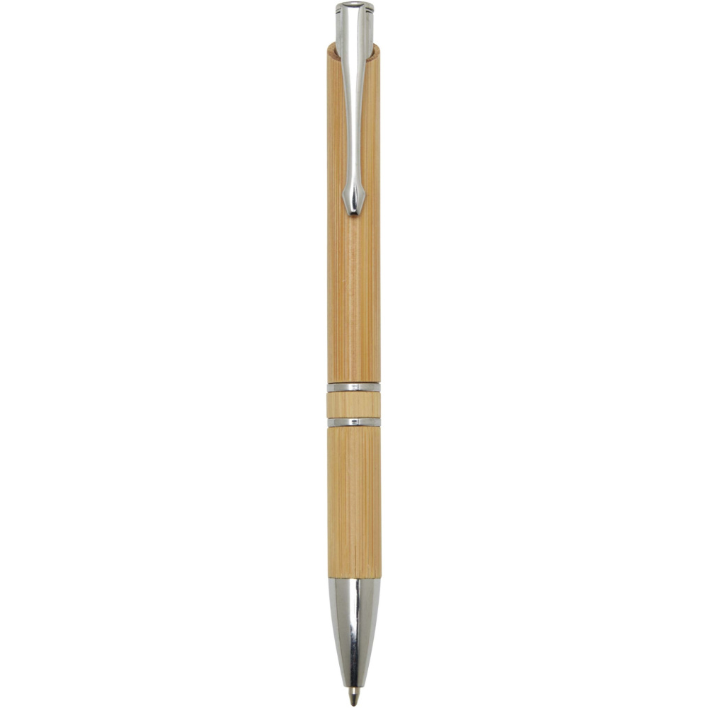 Logo trade business gifts image of: Wicker bamboo ballpoint pen