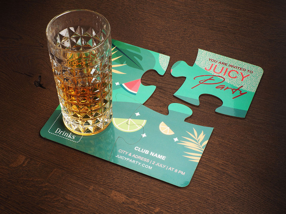 Logo trade promotional giveaway photo of: Set of 4 PUZZLE glass coasters 1835117