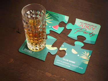 Logo trade promotional item photo of: Set of 4 PUZZLE glass coasters 1835117