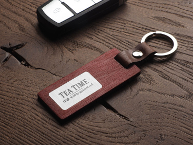 Logo trade business gifts image of: Wooden keyring 1853121