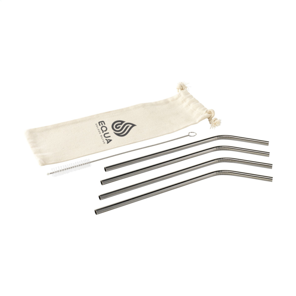 Logotrade promotional giveaways photo of: ECO RVS 4 pieces ECO Straw Set stainless-steel straws