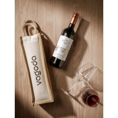 Logo trade promotional gift photo of: Jute Canvas Wine Bag