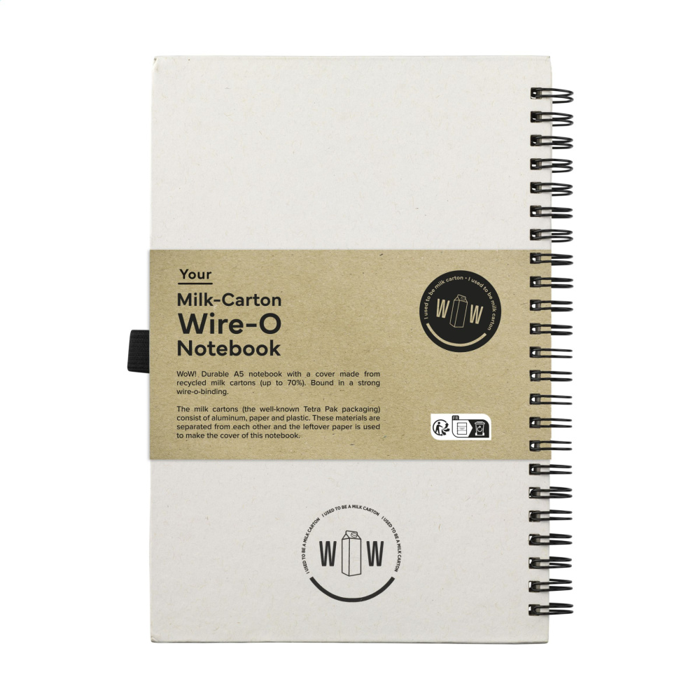 Logotrade promotional product image of: Milk-Carton Wire-O Paper Notebook A5