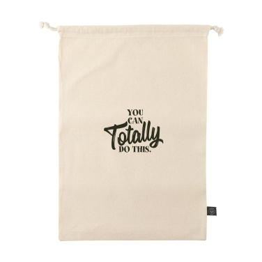Logo trade promotional item photo of: Gift Pouch Natural GRS Recycled Cotton (150 g/m²) L