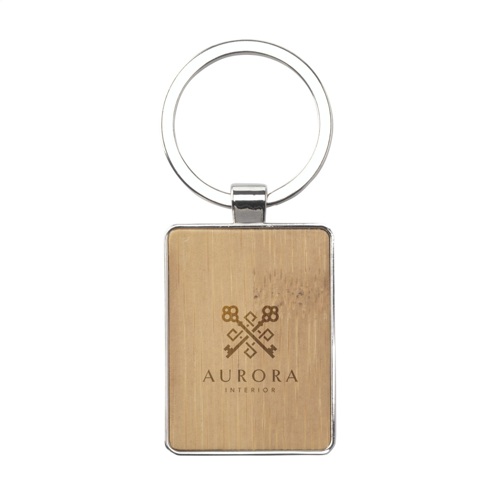 Logo trade promotional giveaways image of: Bamboo Key Rectangle keyring