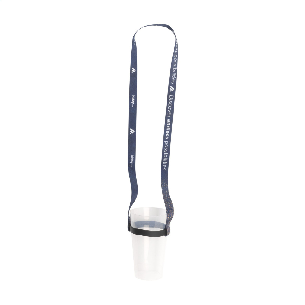 Logotrade promotional products photo of: Lanyard Sublimation RPET 1.5 cm with Cup holder