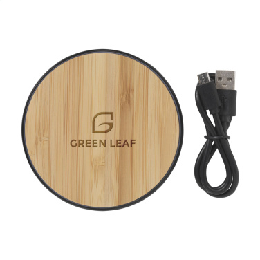 Logo trade promotional giveaways picture of: Bamboo 10W Wireless Charger wireless fast charger