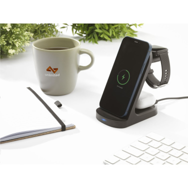 Logotrade business gift image of: Triple-Up RCS Recycled ABS Wireless Charger Stand