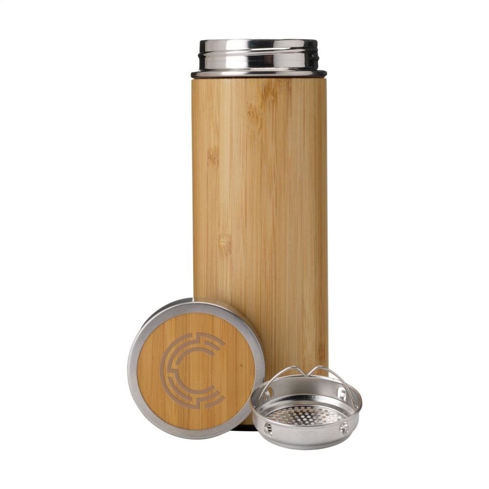 Logo trade business gifts image of: Osaka 360 ml bamboo thermo bottle/thermo cup
