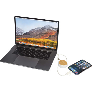 Logotrade promotional item picture of: Chechia 5-in-1 recycled plastic 100 cm retractable data sync and 45W fast charge cable