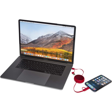 Logotrade promotional product image of: Alasia 5-in-1 100 cm recycled plastic and aluminium retractable data sync and 45W fast charge cable