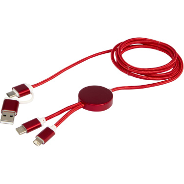 Logotrade promotional items photo of: Alasia 5-in-1 recycled aluminium and plastic 150 cm data sync and 27W fast charge cable