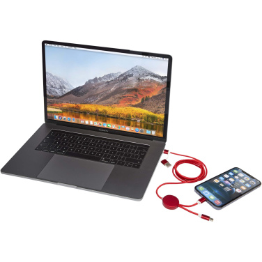 Logotrade promotional merchandise image of: Alasia 5-in-1 recycled aluminium and plastic 150 cm data sync and 27W fast charge cable