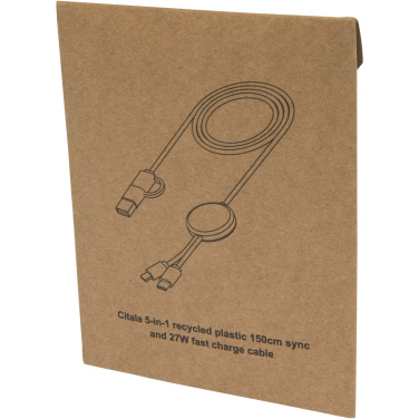 Logo trade corporate gifts image of: Citala 5-in-1 recycled plastic 150 cm data sync and 27W fast charge cable