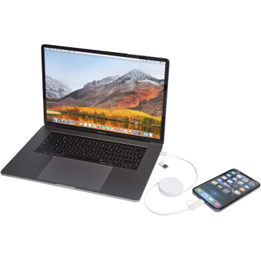 Logo trade promotional products image of: Citala 5-in-1 recycled plastic 90 cm retractable data sync and 40W fast charge cable