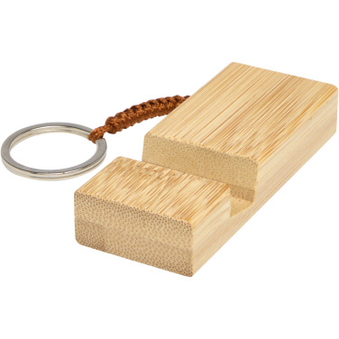 Logo trade promotional gifts image of: Bosona bamboo phone holder with keychain