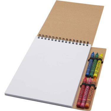 Logo trade promotional gifts image of: Doodle A5 spiral soft cover notebook and crayon set
