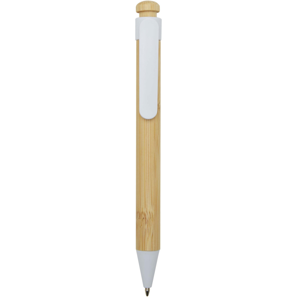 Logo trade corporate gifts picture of: Rattan bamboo and recycled plastic ballpoint pen (black ink)