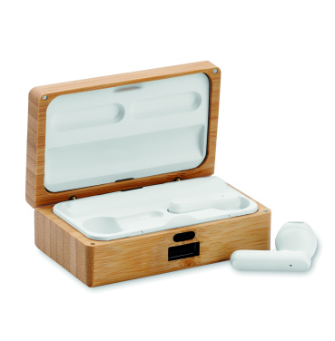 Logotrade advertising products photo of: TWS earbuds in bamboo case