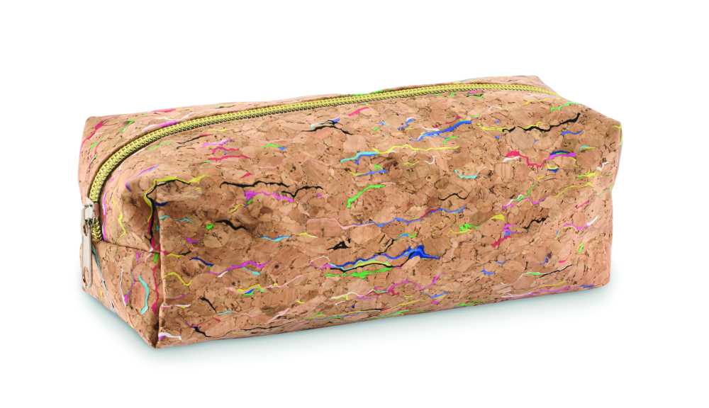 Logo trade promotional giveaways picture of: Coloured cork pencil case