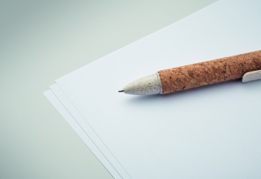 Logo trade promotional products image of: Cork 4-colour ink ball pen