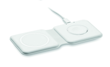 Logo trade promotional gifts image of: 2 in 1 foldable charger 15W