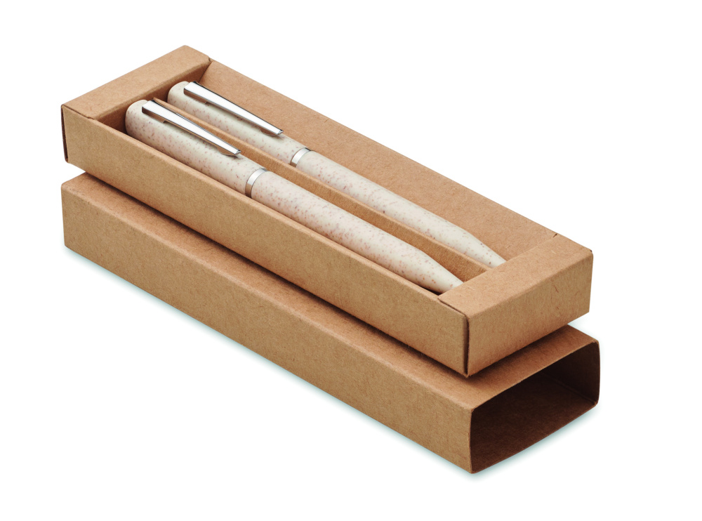 Logo trade promotional gifts picture of: Wheat straw/ABS twist pen set